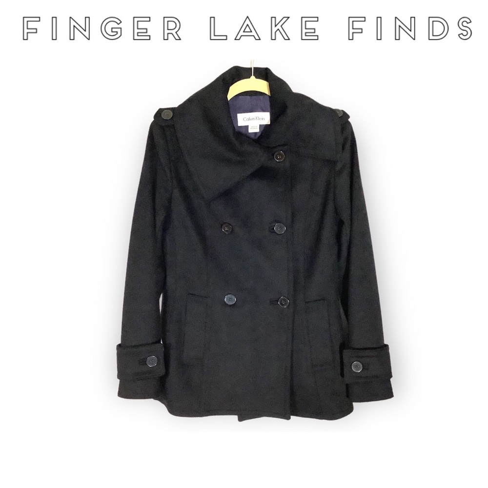 Calvin Klein Cashmere/ Wool-Blend Pea Coat, Size 2